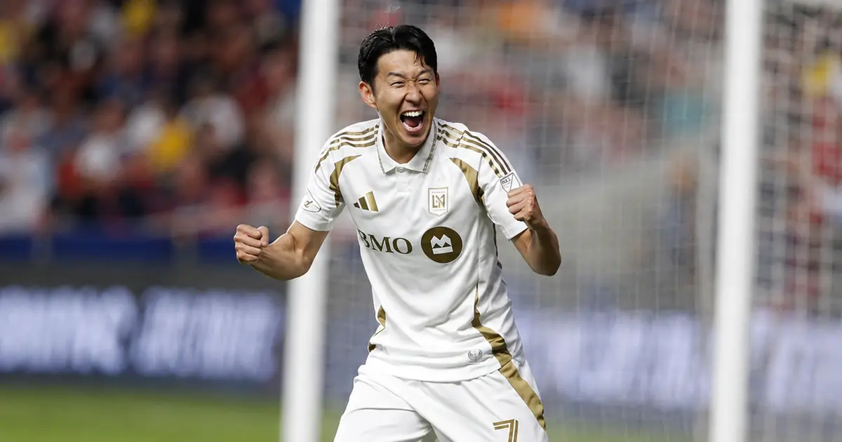 Son Heung-min net worth 2026 profile featuring the LAFC star celebrating on the field